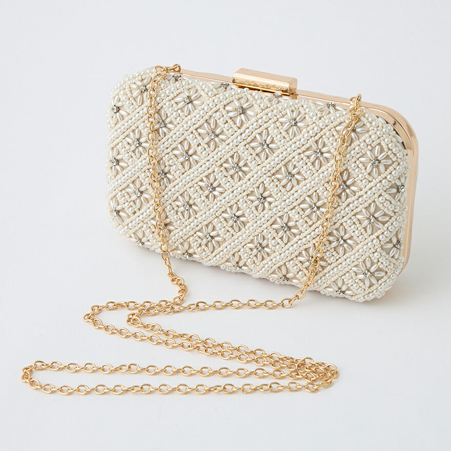 パーティーバッグ結婚式バッグレディース秋冬ビーズ刺しゅう/フェイクパール/ビーズ/スパンコール/コンパクト/2WAY小さめ