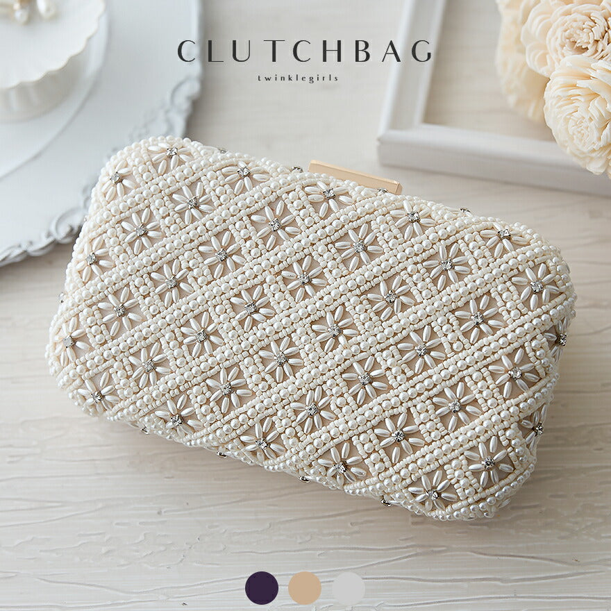 パーティーバッグ 結婚式 バッグ レディース 春夏 ビーズ刺しゅう/フェイクパール/ビーズ/スパンコール/コンパクト/2WAY 小さめ パーティードレス通販TwinkleGIrls