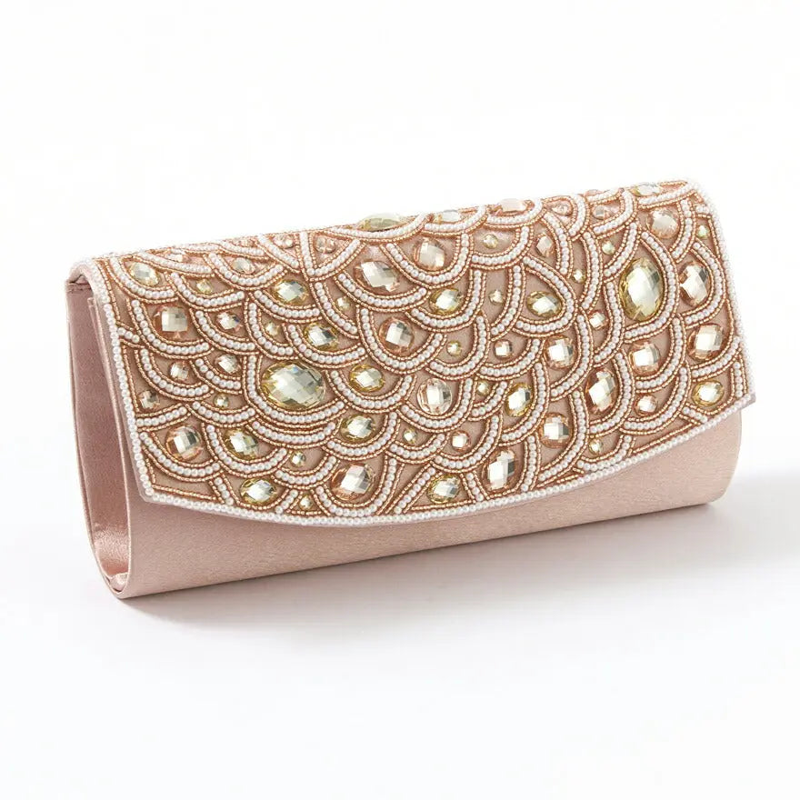 パーティーバッグ結婚式バッグ大きめベージュ/ブラック