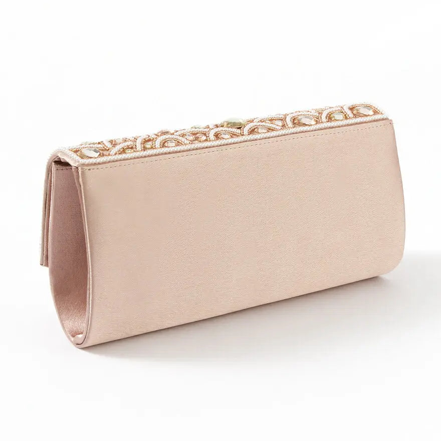 パーティーバッグ結婚式バッグ大きめベージュ/ブラック