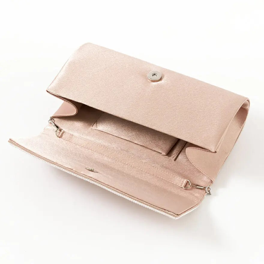 パーティーバッグ結婚式バッグ大きめベージュ/ブラック