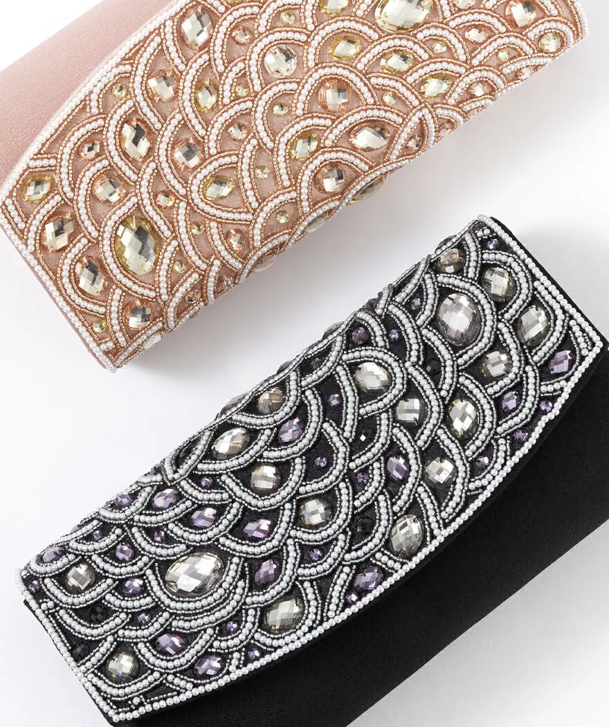 パーティーバッグ結婚式バッグ大きめベージュ/ブラック