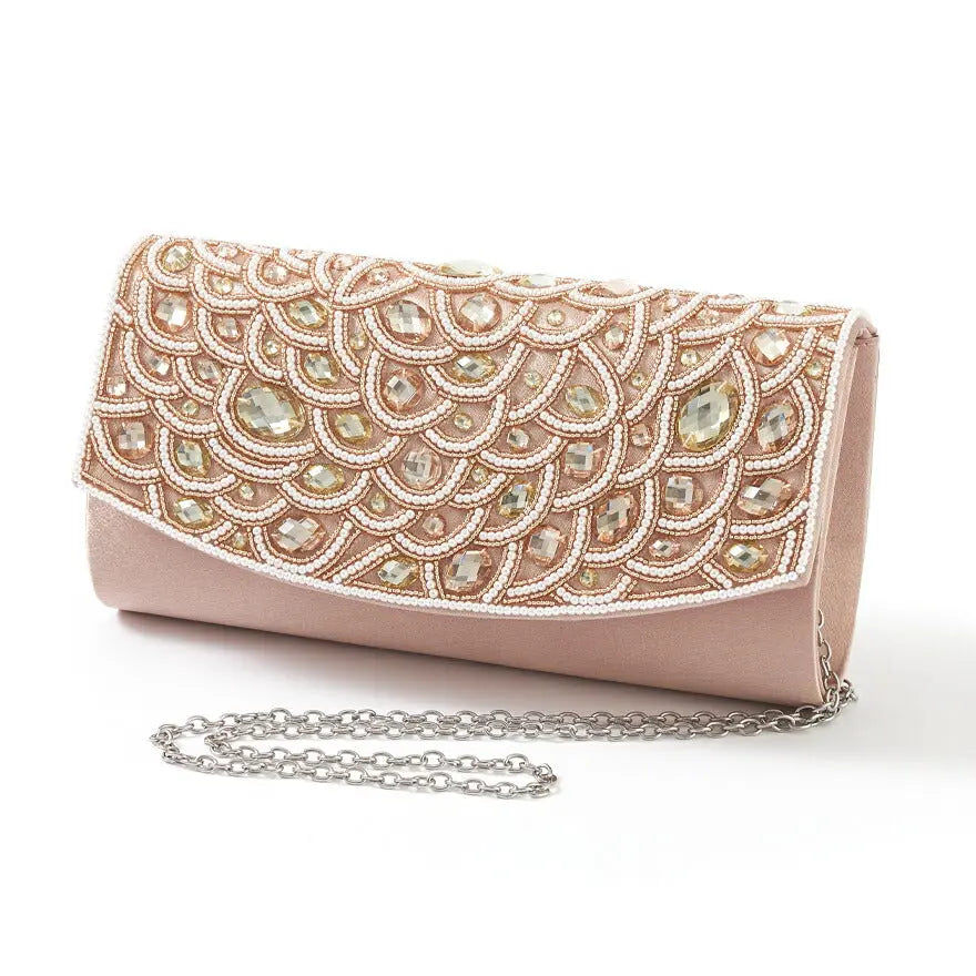 パーティーバッグ結婚式バッグ大きめベージュ/ブラック