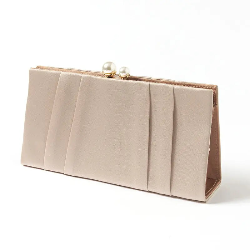 パーティーバッグ 結婚式 バッグ サテンバッグ がま口 おしゃれ 大人 シンプル 黒/ベージュ/ブルーグレー ショルダー 3WAY 即日発送  謝恩会 パーティードレス通販TwinkleGIrls