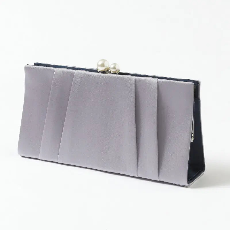 パーティーバッグ 結婚式 バッグ サテンバッグ がま口 おしゃれ 大人 シンプル 黒/ベージュ/ブルーグレー ショルダー 3WAY 即日発送  謝恩会 パーティードレス通販TwinkleGIrls