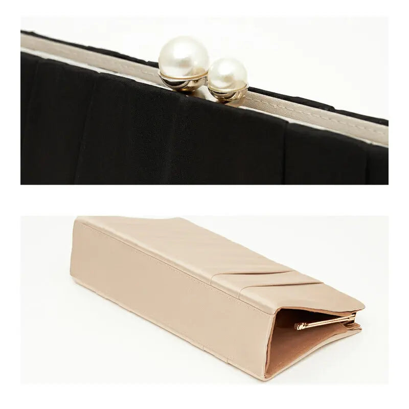 パーティーバッグ結婚式バッグサテンバッグがま口おしゃれ大人シンプル黒/ベージュ/ブルーグレーショルダー3WAY即日発送謝恩会