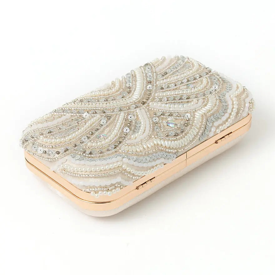 パーティーバッグ結婚式バッグレディース秋冬ビーズ刺しゅう/フェイクパール/ビーズ/スパンコール/コンパクト/2WAY小さめ