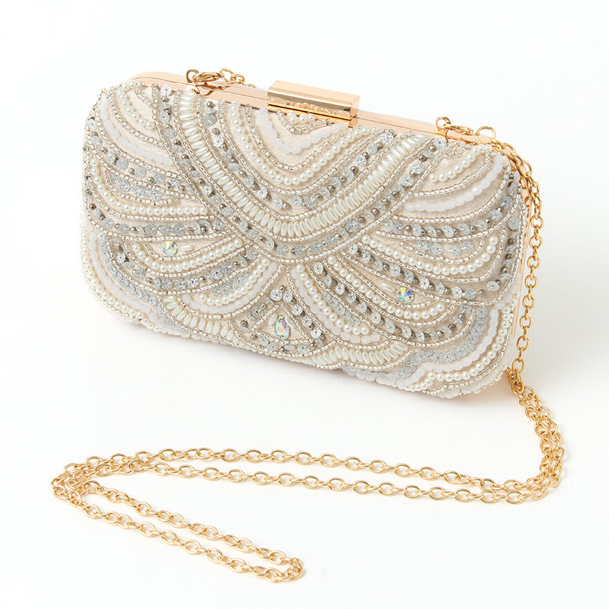 パーティーバッグ結婚式バッグレディース秋冬ビーズ刺しゅう/フェイクパール/ビーズ/スパンコール/コンパクト/2WAY小さめ