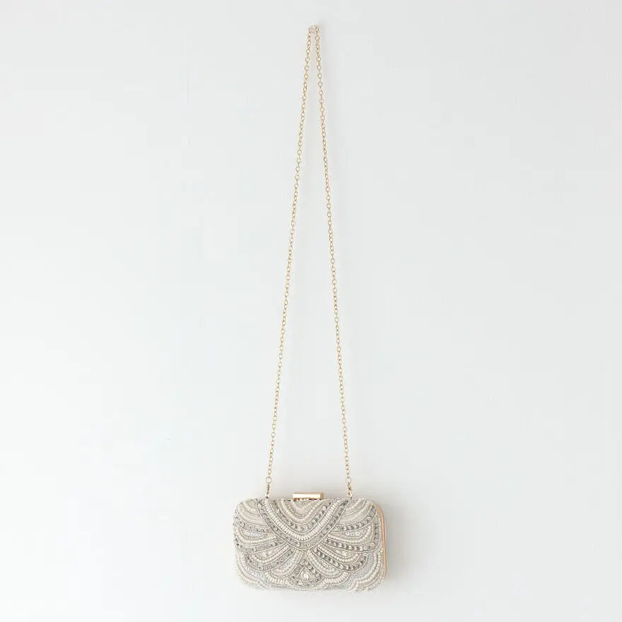 パーティーバッグ結婚式バッグレディース秋冬ビーズ刺しゅう/フェイクパール/ビーズ/スパンコール/コンパクト/2WAY小さめ