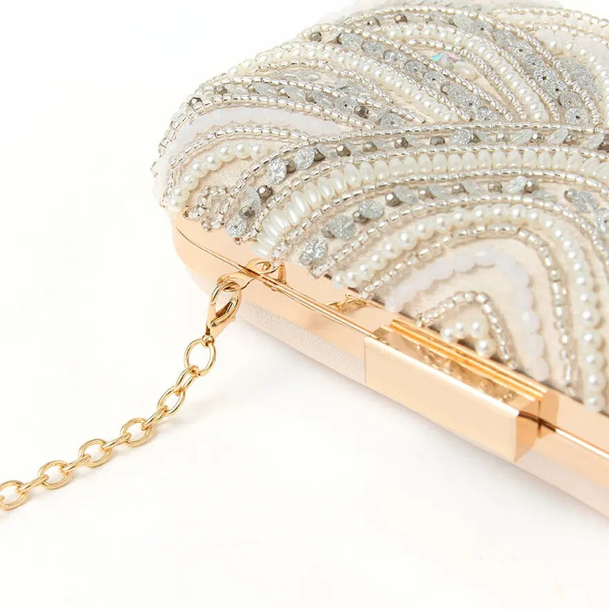 パーティーバッグ結婚式バッグレディース秋冬ビーズ刺しゅう/フェイクパール/ビーズ/スパンコール/コンパクト/2WAY小さめ