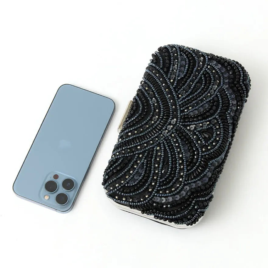 パーティーバッグ結婚式バッグレディース秋冬ビーズ刺しゅう/フェイクパール/ビーズ/スパンコール/コンパクト/2WAY小さめ