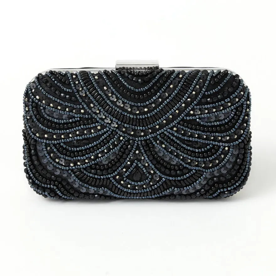 パーティーバッグ結婚式バッグレディース秋冬ビーズ刺しゅう/フェイクパール/ビーズ/スパンコール/コンパクト/2WAY小さめ