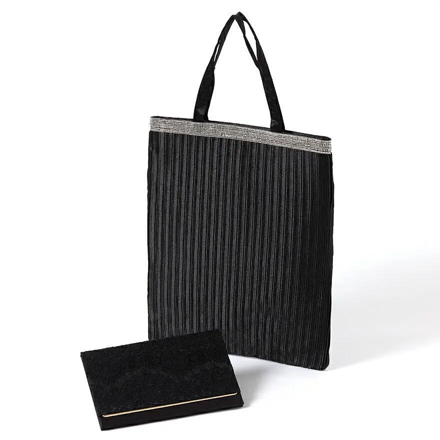 サブバッグ結婚式パーティートートA4フォーマルレース行事翌日配送おしゃれ華やか上品華奢サテンベージュ/ブラック