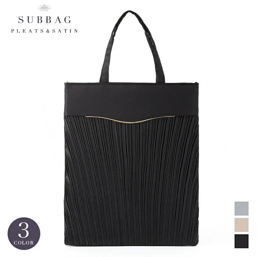 サブバッグ結婚式パーティートートA4フォーマルレース行事翌日配送おしゃれ華やか上品華奢サテンベージュ/ブラック