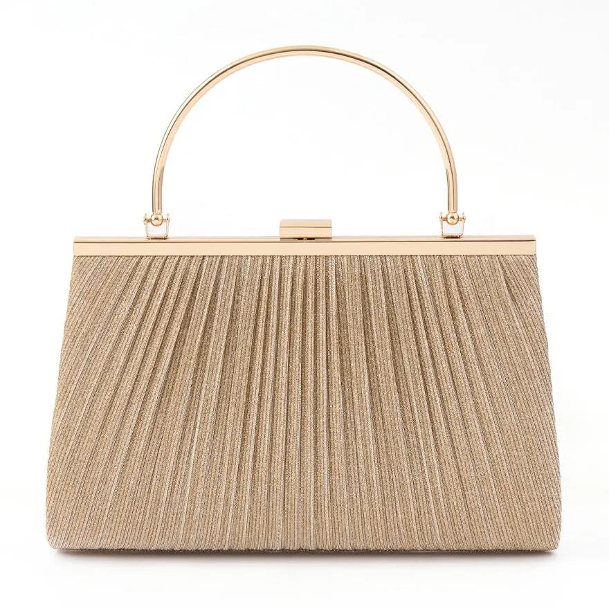 パーティーバッグ 結婚式 バッグ お呼ばれ 謝恩会 二次会 レディース 春夏 ギャザー がま口 ゴールド ラメ ショルダー 大きめサイズ パーティードレス通販TwinkleGIrls