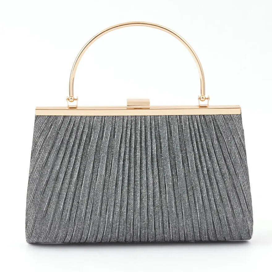 パーティーバッグ 結婚式 バッグ お呼ばれ 謝恩会 二次会 レディース 春夏 ギャザー がま口 ゴールド ラメ ショルダー 大きめサイズ パーティードレス通販TwinkleGIrls