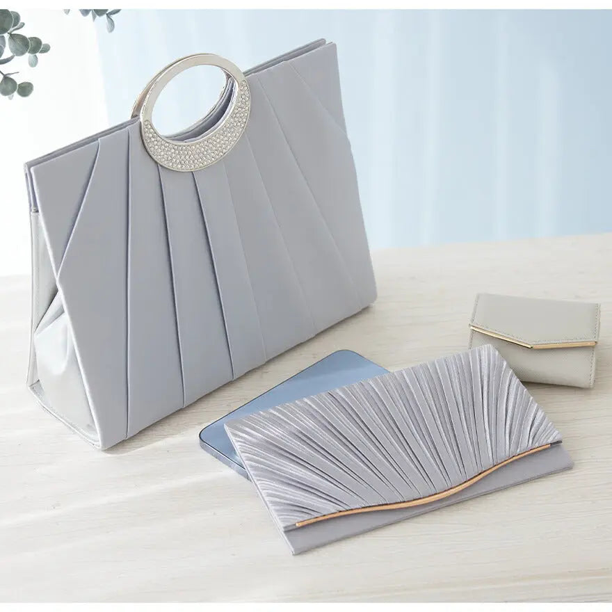 パーティーバッグ大きめ結婚式バッグクラッチバッグお呼ばれプリーツ/謝恩会/成人式/ショルダー全4色