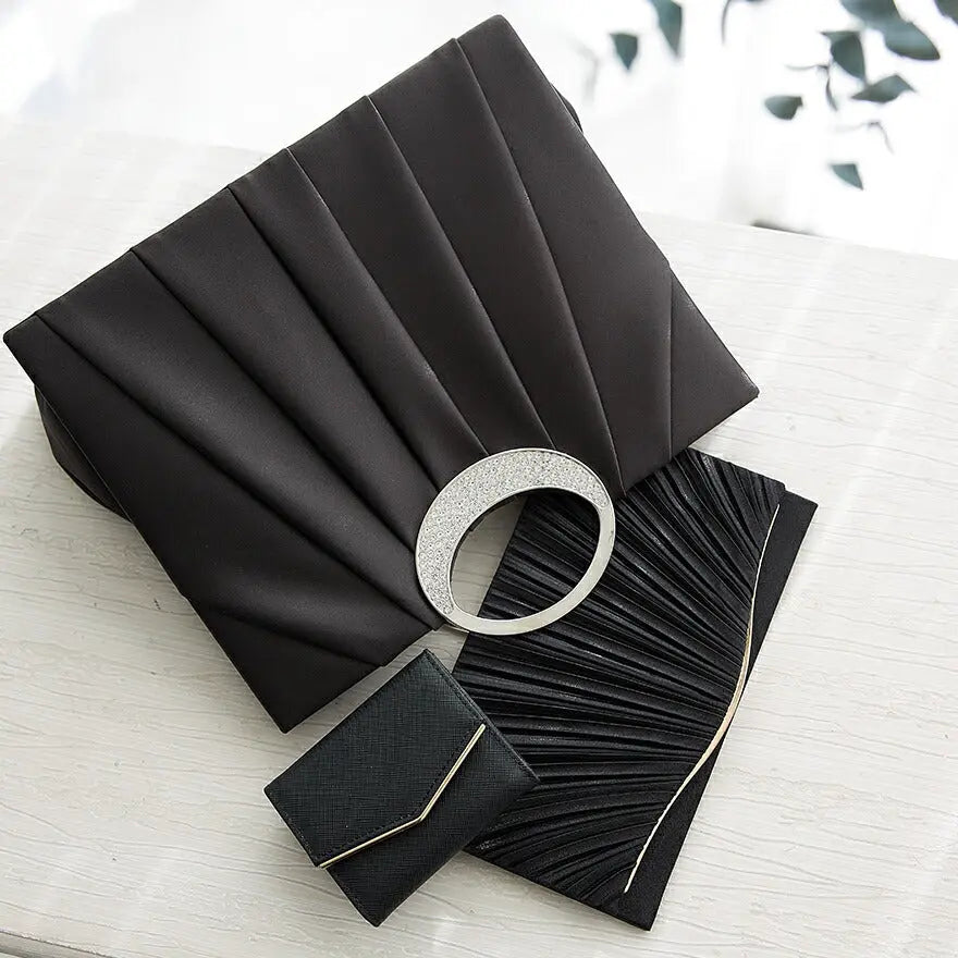 パーティーバッグ大きめ結婚式バッグクラッチバッグお呼ばれプリーツ/謝恩会/成人式/ショルダー全4色