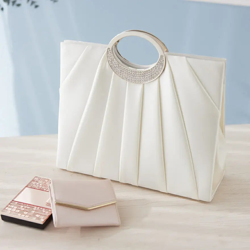 パーティーバッグ大きめ結婚式バッグクラッチバッグお呼ばれプリーツ/謝恩会/成人式/ショルダー全4色