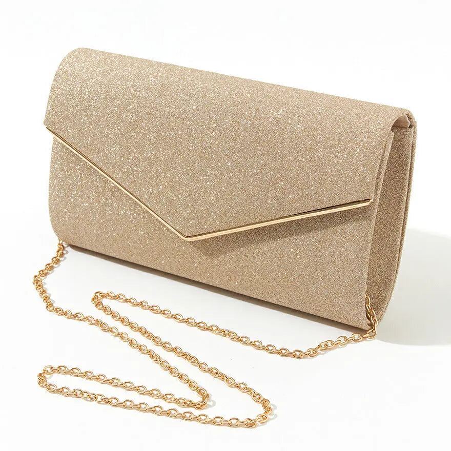 パーティーバッグ結婚式バッグレディース秋冬シンプルラメレター型/ラメ/シンプル/ゴールド/3WAY大きめ