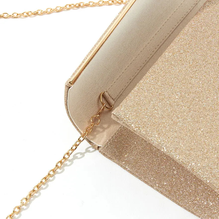 パーティーバッグ結婚式バッグレディース秋冬シンプルラメレター型/ラメ/シンプル/ゴールド/3WAY大きめ