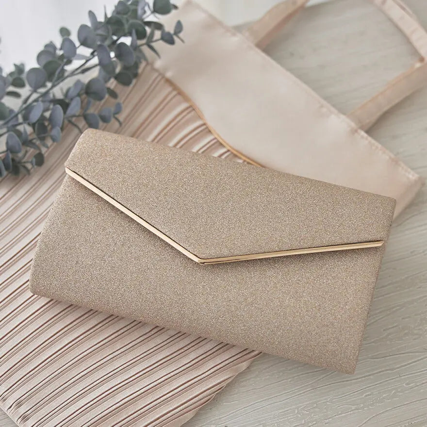 パーティーバッグ結婚式バッグレディース秋冬シンプルラメレター型/ラメ/シンプル/ゴールド/3WAY大きめ