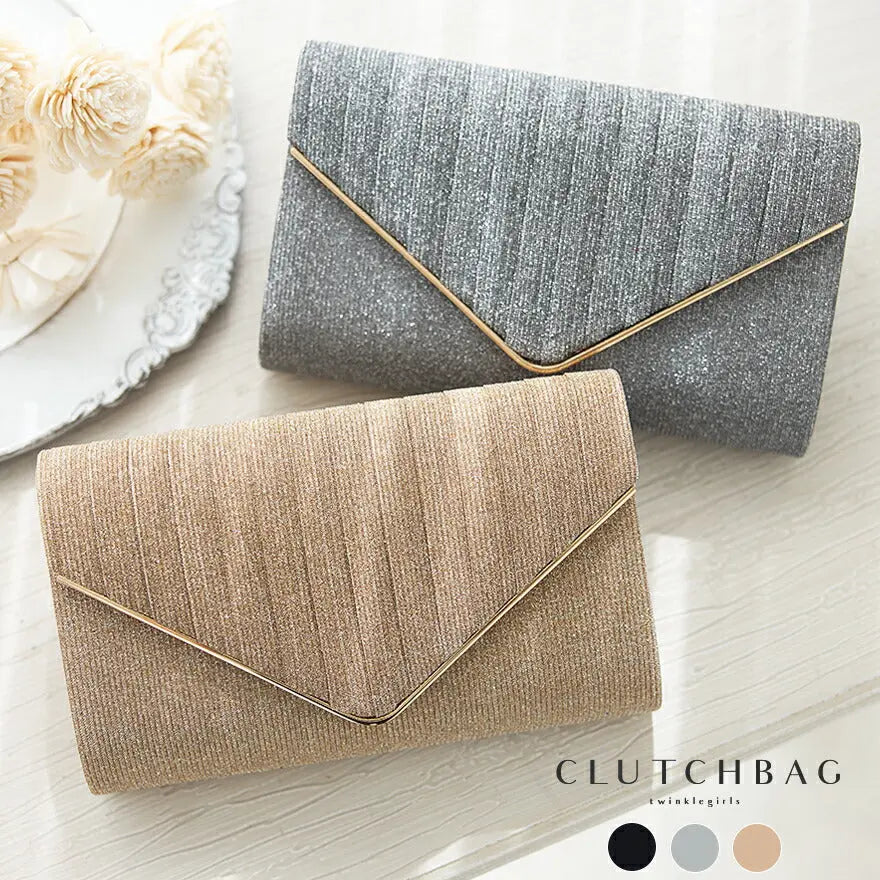 パーティーバッグ結婚式バッグレディース秋冬シンプルラメレター型/ラメ/シンプル/ゴールド/3WAY大きめ