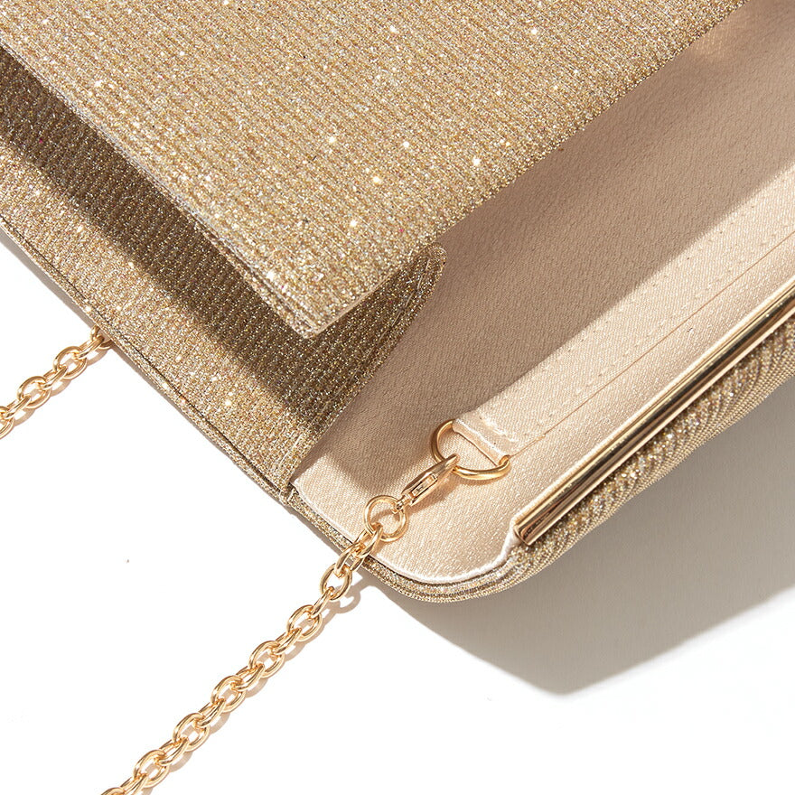 パーティーバッグ結婚式バッグレディース秋冬シンプルラメレター型/ラメ/シンプル/ゴールド/3WAY大きめ
