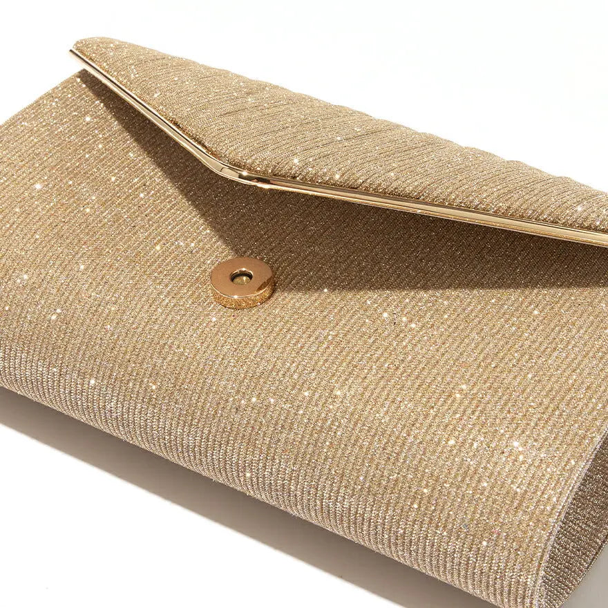 パーティーバッグ結婚式バッグレディース秋冬シンプルラメレター型/ラメ/シンプル/ゴールド/3WAY大きめ