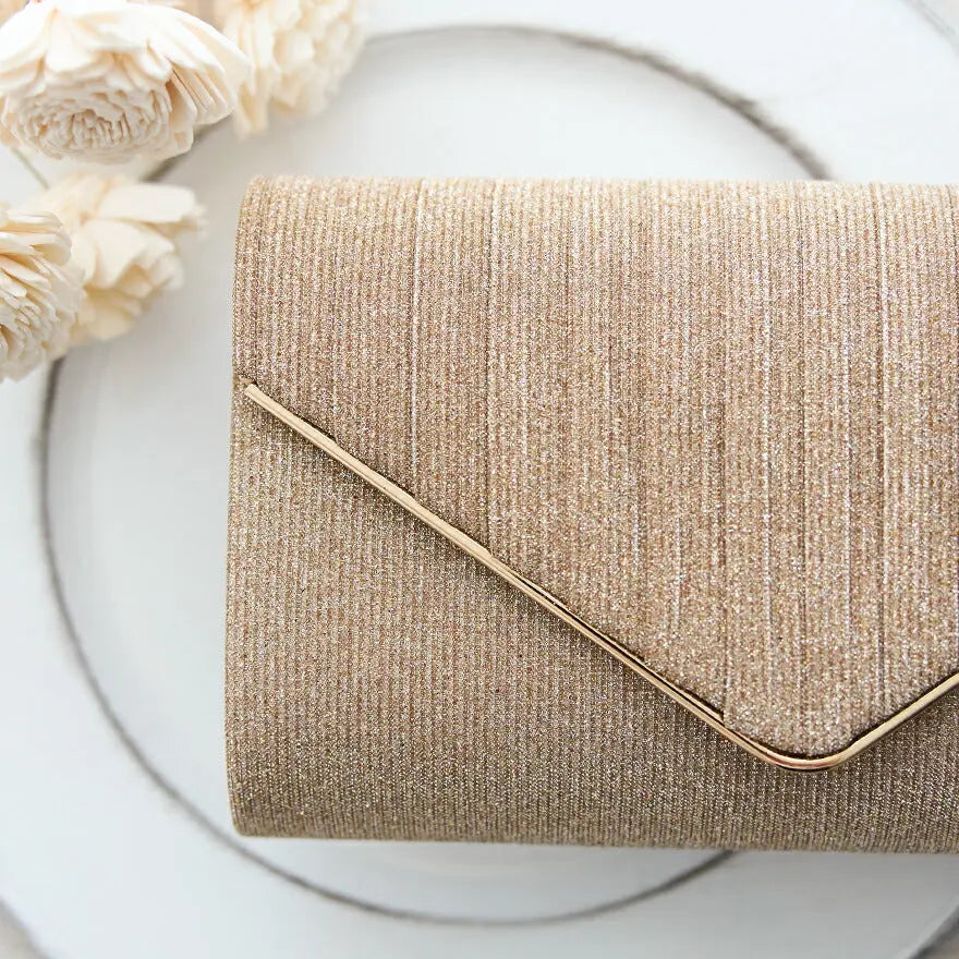 パーティーバッグ結婚式バッグレディース秋冬シンプルラメレター型/ラメ/シンプル/ゴールド/3WAY大きめ