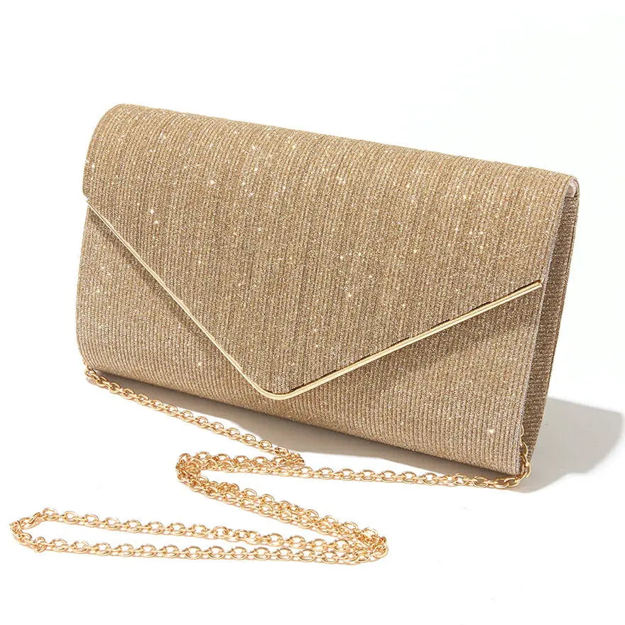 パーティーバッグ結婚式バッグレディース秋冬シンプルラメレター型/ラメ/シンプル/ゴールド/3WAY大きめ