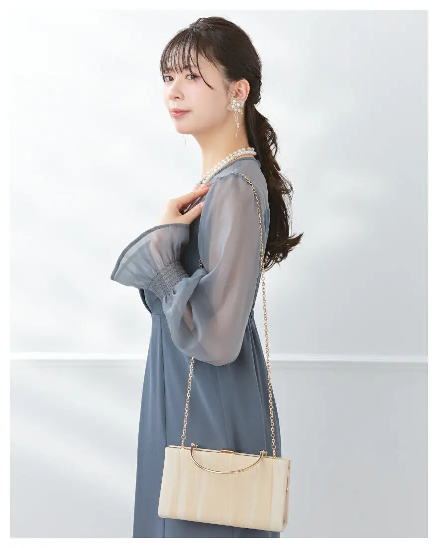 バッグ結婚式パーティーバッグクラッチバッグフォーマルお呼ばれレースオーガンジーラメシンプル/サテン/大きめ