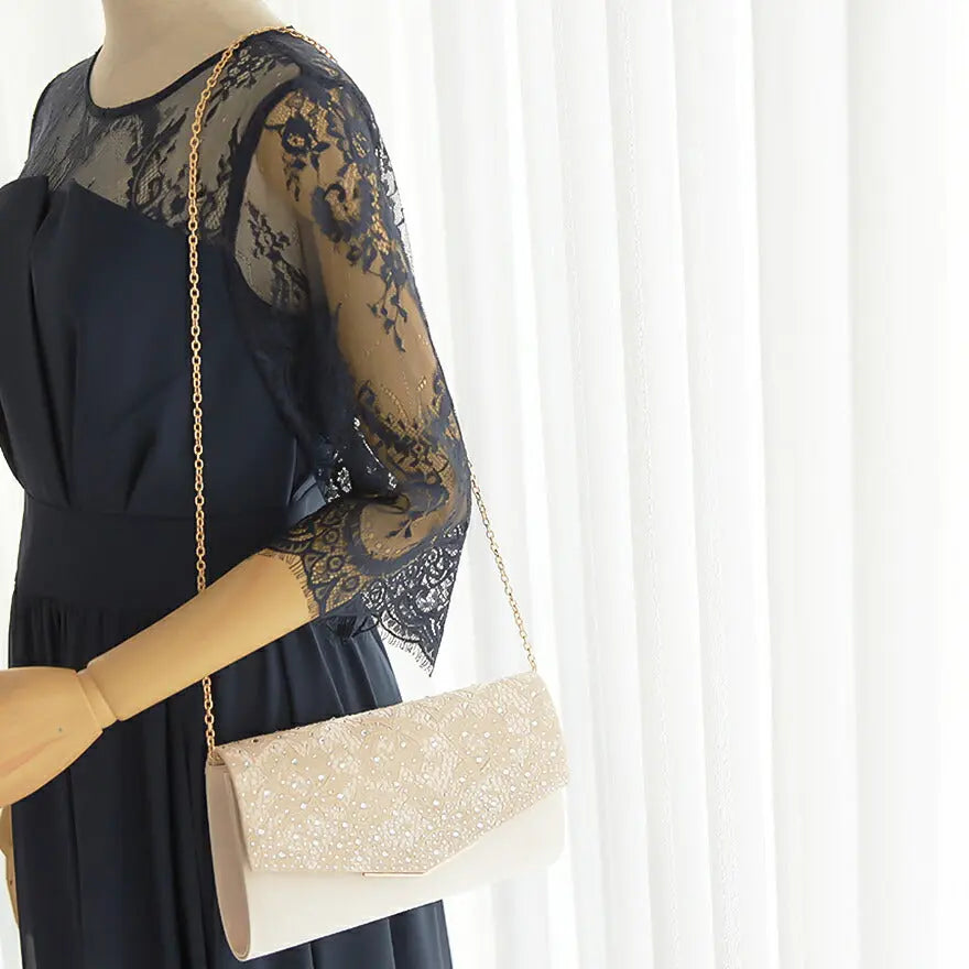バッグ結婚式パーティーバッグクラッチバッグフォーマルお呼ばれレースオーガンジーラメシンプル/サテン/大きめ