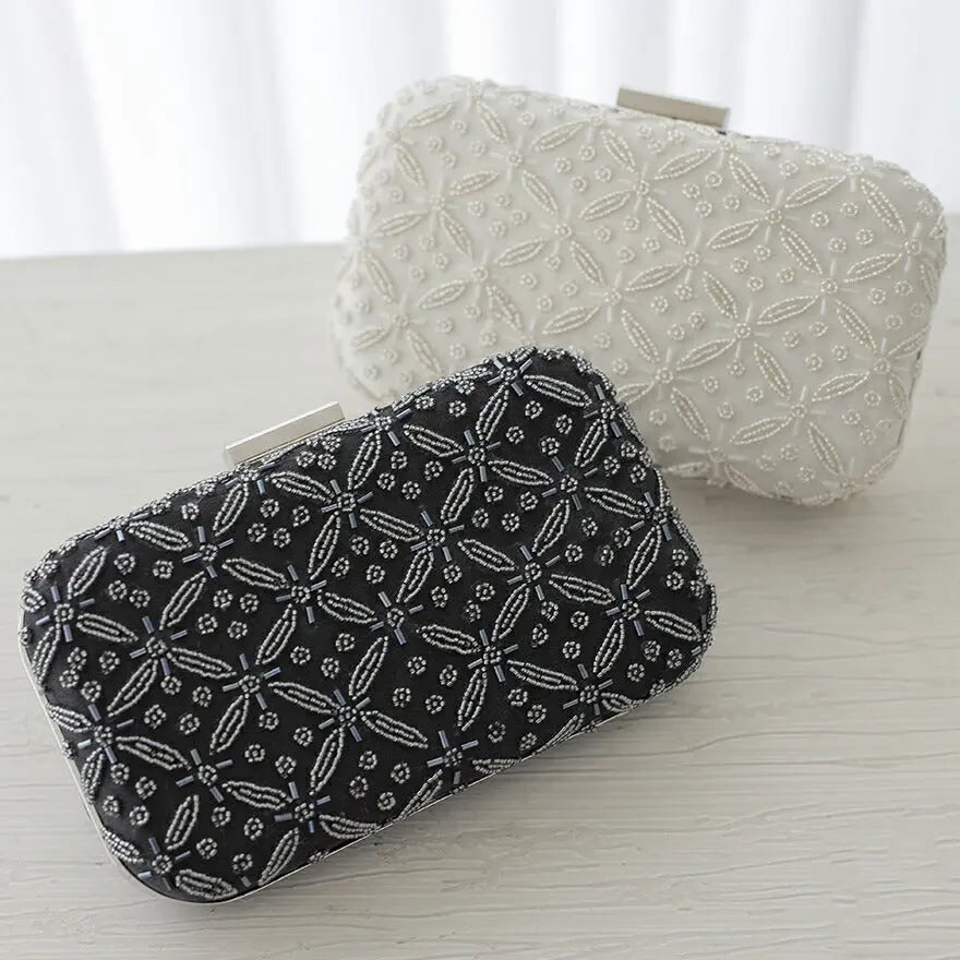 パーティーバッグ結婚式バッグレディース秋冬ビーズ刺しゅう/フェイクパール/ビーズ/スパンコール/コンパクト/2WAY小さめ