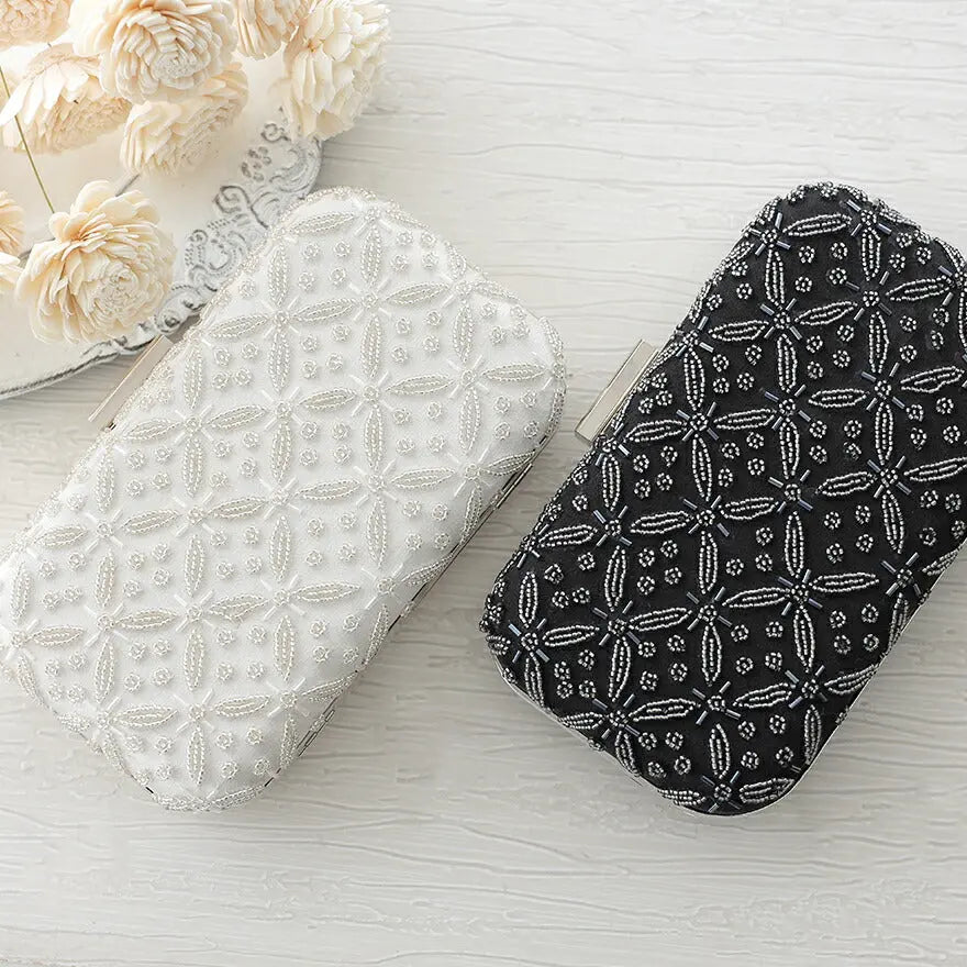 パーティーバッグ結婚式バッグレディース秋冬ビーズ刺しゅう/フェイクパール/ビーズ/スパンコール/コンパクト/2WAY小さめ