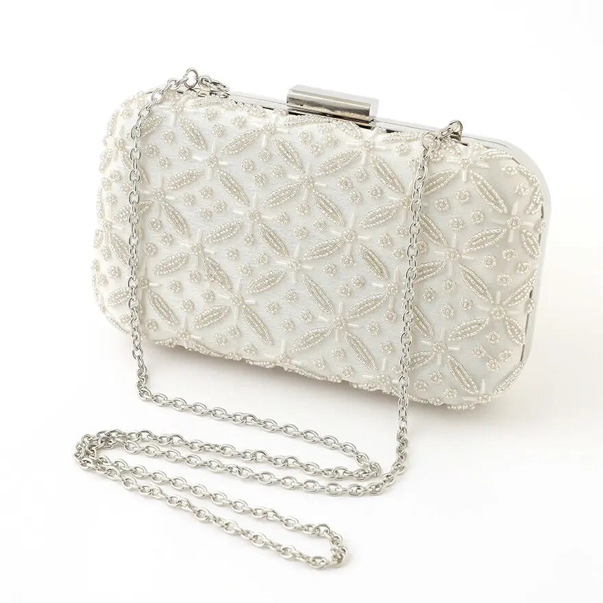 パーティーバッグ結婚式バッグレディース秋冬ビーズ刺しゅう/フェイクパール/ビーズ/スパンコール/コンパクト/2WAY小さめ