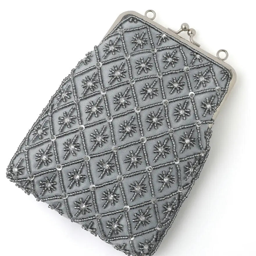 パーティーバッグ結婚式バッグレディース秋冬ビーズ刺しゅう/フェイクパール/ビーズ/スパンコール/コンパクト/2WAY小さめ