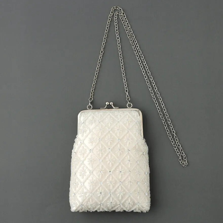 パーティーバッグ結婚式バッグレディース秋冬ビーズ刺しゅう/フェイクパール/ビーズ/スパンコール/コンパクト/2WAY小さめ