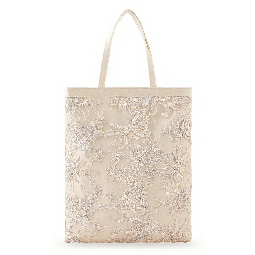 サブバッグ結婚式パーティートートA4フォーマルレース行事翌日配送おしゃれ華やか上品華奢サテンベージュ/ブラック