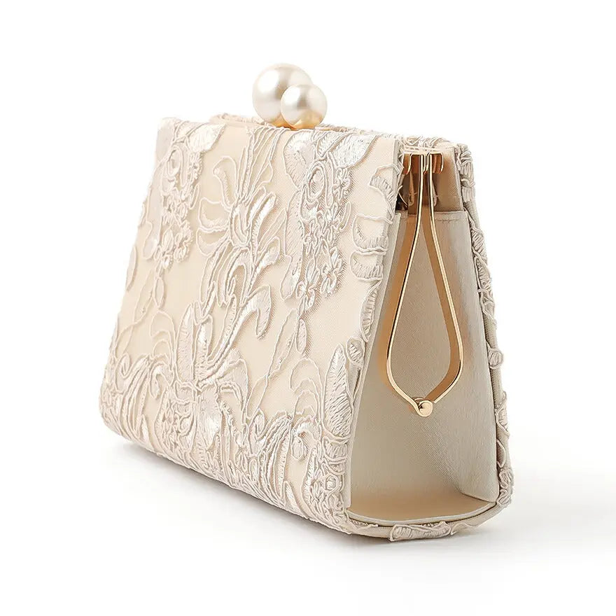 パーティーバッグ結婚式バッグレディース秋冬ビーズ刺しゅう/フェイクパール/ビーズ/スパンコール/コンパクト/2WAY小さめ