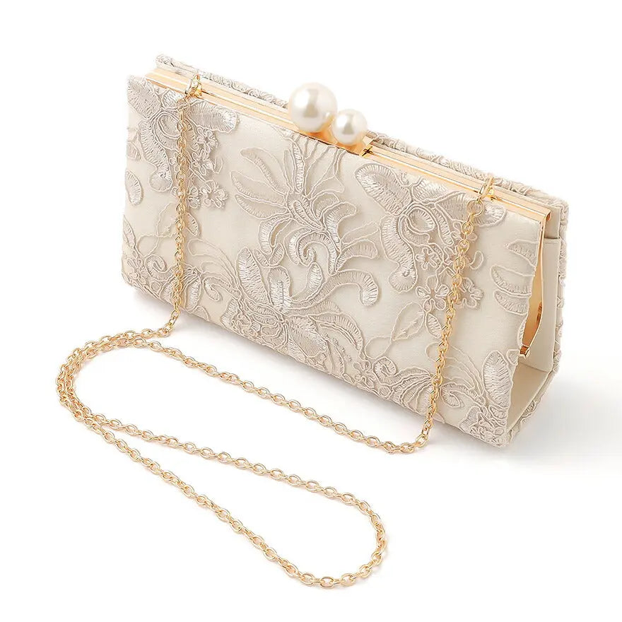 結婚式バッグパーティーバッグ春夏スクエアレース/刺繍/ショルダー/クラッチ/2WAY