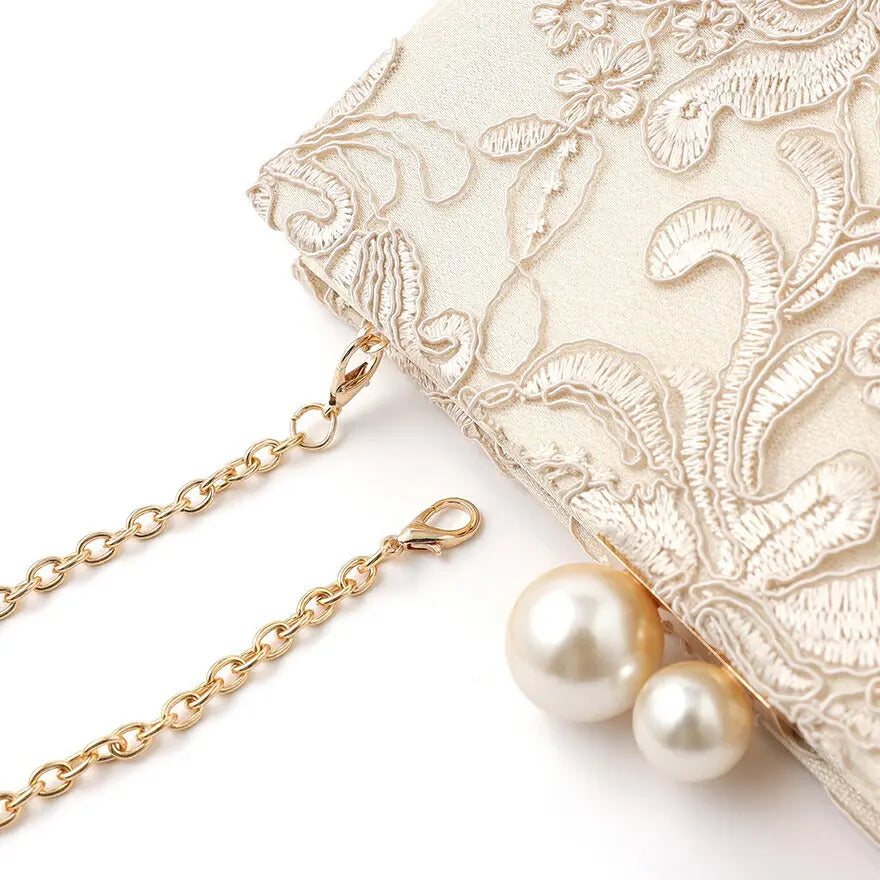 結婚式バッグパーティーバッグ春夏スクエアレース/刺繍/ショルダー/クラッチ/2WAY