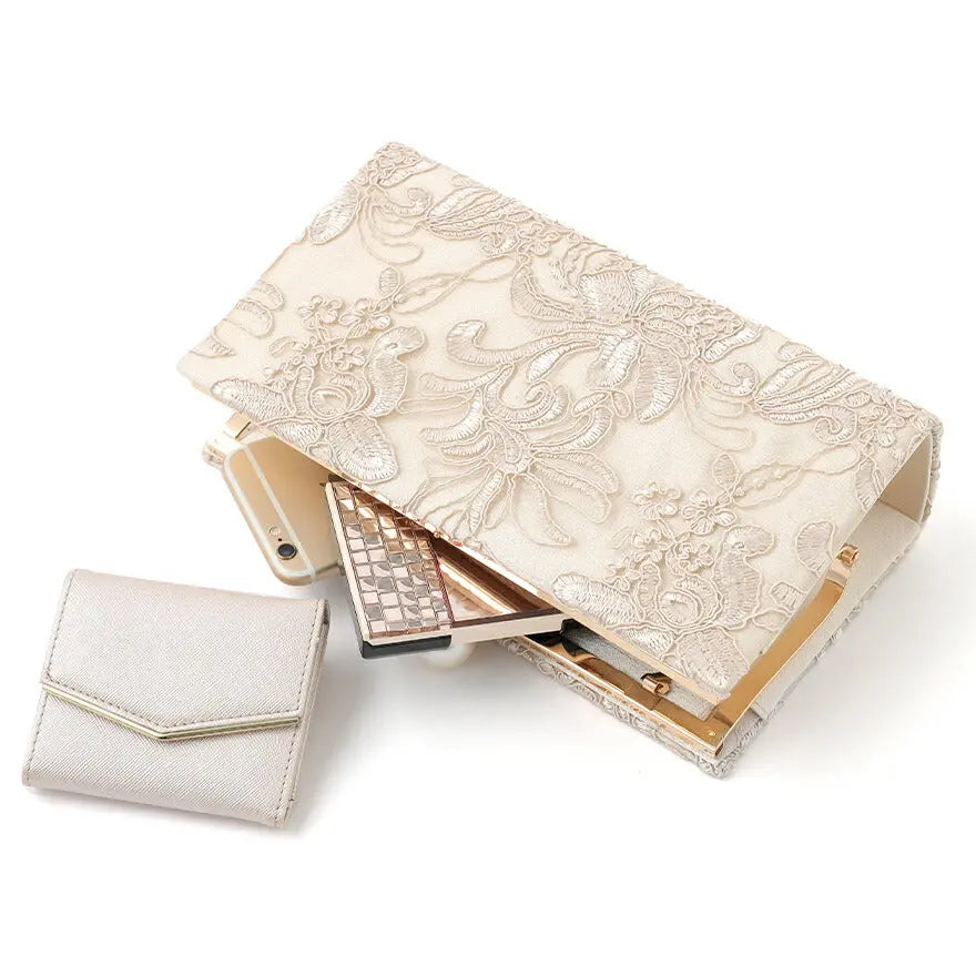 結婚式バッグパーティーバッグ春夏スクエアレース/刺繍/ショルダー/クラッチ/2WAY