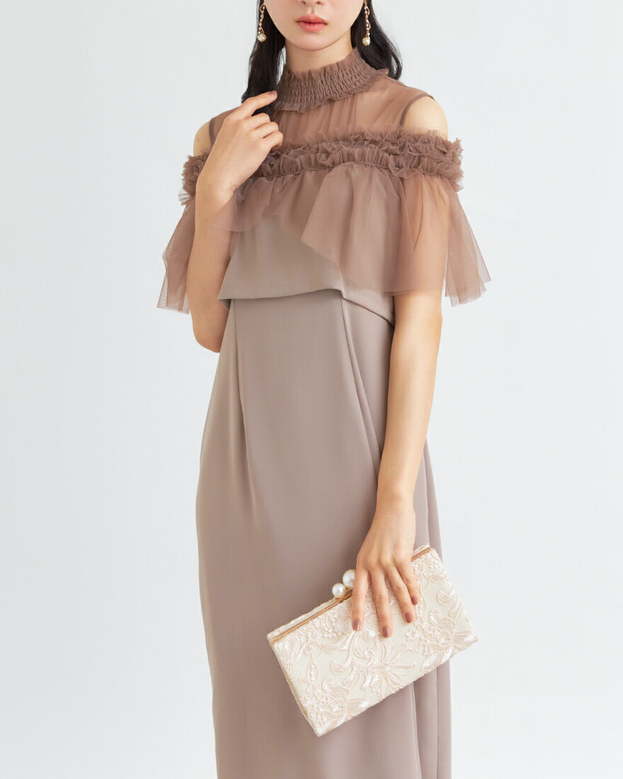 パーティーバッグ結婚式バッグレディース秋冬ビーズ刺しゅう/フェイクパール/ビーズ/スパンコール/コンパクト/2WAY小さめ