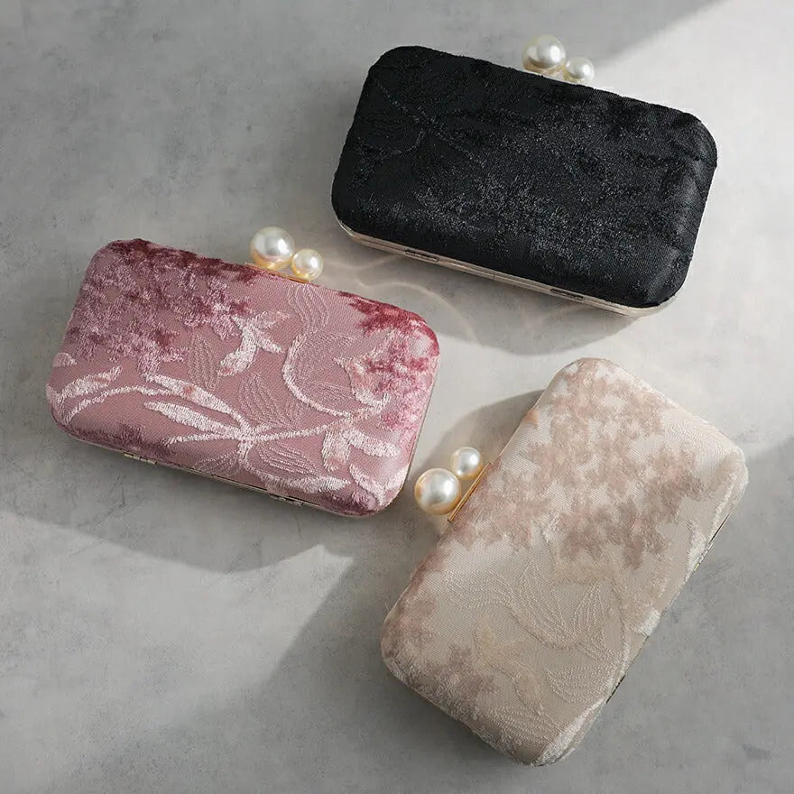 パーティーバッグ結婚式バッグレディース秋冬ビーズ刺しゅう/フェイクパール/ビーズ/スパンコール/コンパクト/2WAY小さめ