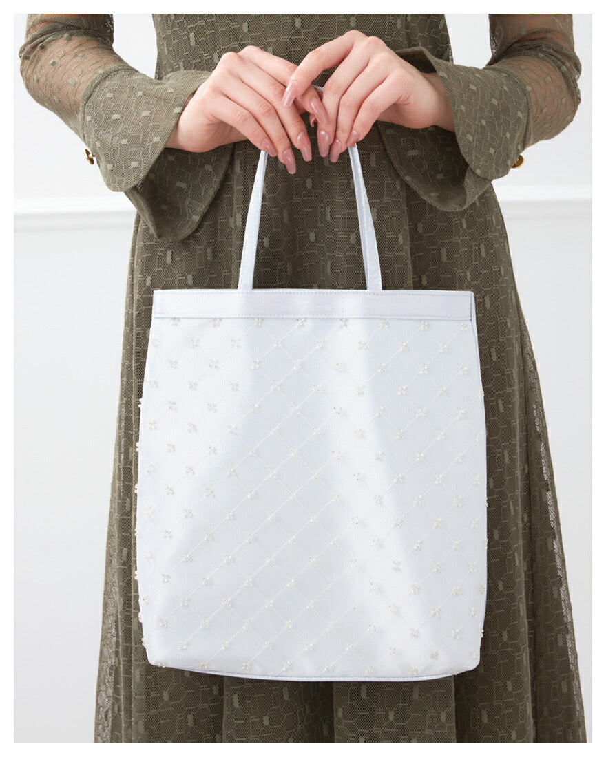 サブバッグ結婚式パーティートートA4フォーマルレース行事翌日配送おしゃれ華やか上品華奢サテンベージュ/ブラック