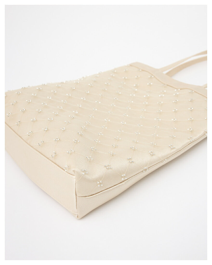 サブバッグ結婚式パーティートートA4フォーマルレース行事翌日配送おしゃれ華やか上品華奢サテンベージュ/ブラック