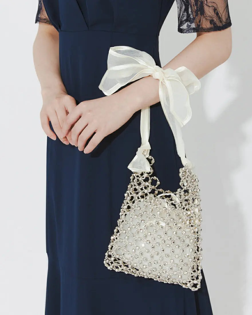 パーティーバッグ結婚式バッグレディース秋冬ビーズ刺しゅう/フェイクパール/ビーズ/スパンコール/コンパクト/2WAY小さめ