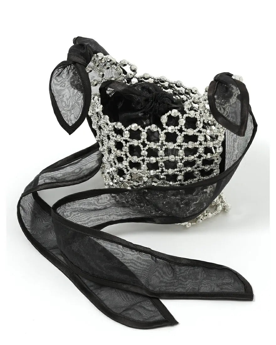 パーティーバッグ結婚式バッグレディース秋冬ビーズ刺しゅう/フェイクパール/ビーズ/スパンコール/コンパクト/2WAY小さめ