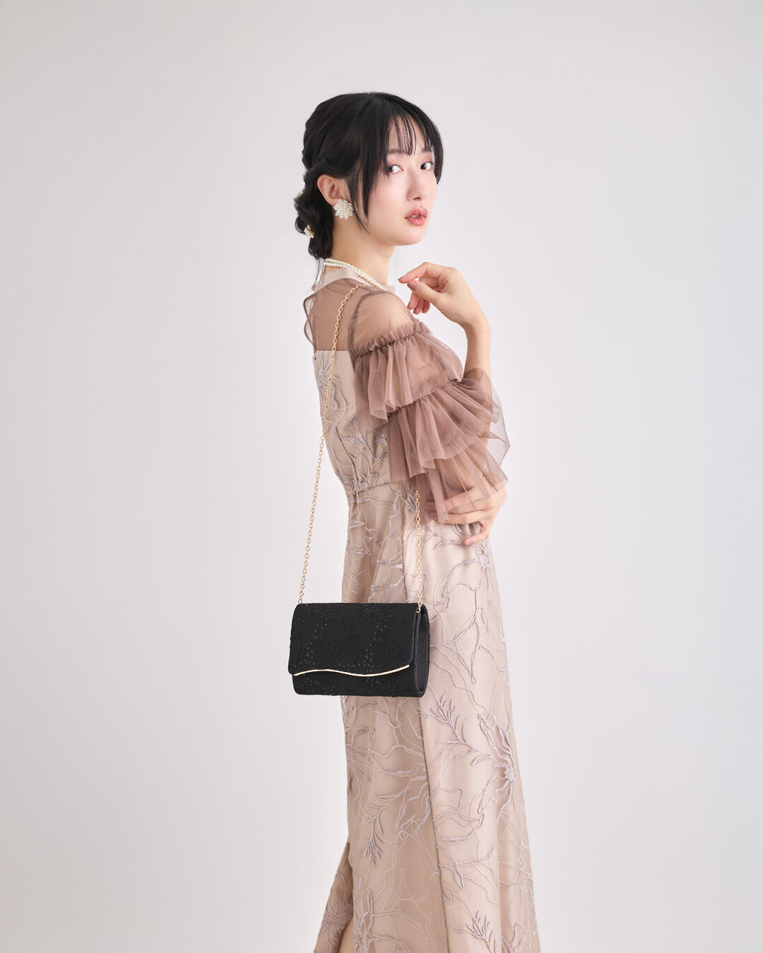 パーティーバッグ 結婚式 スパンコール レース 3WAY クラッチバッグ